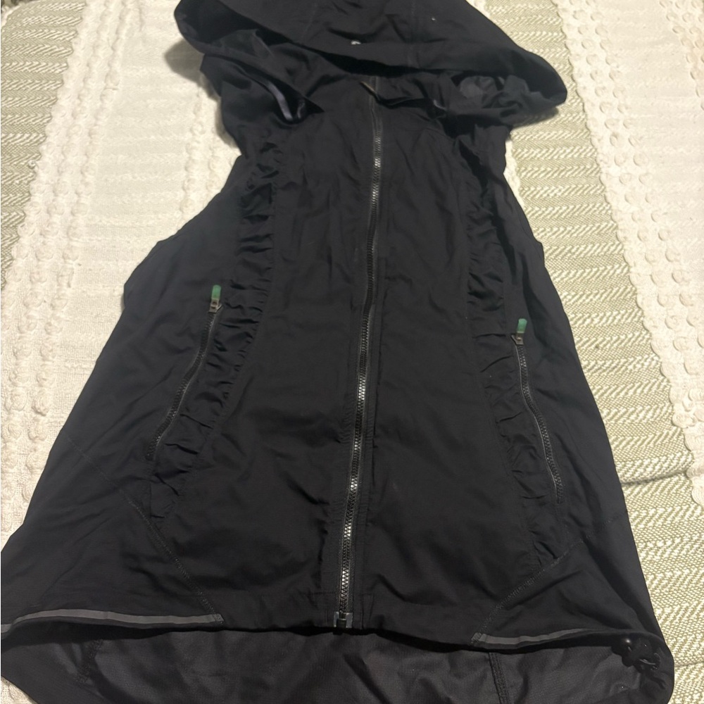 Black Hooded Zip-Up Vest